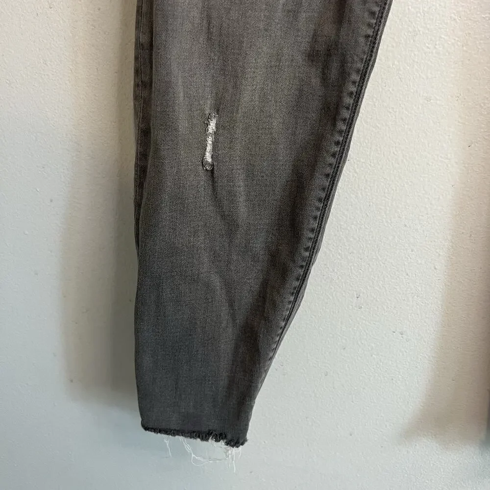 Spanx Womens Pull On Jeans Distressed Raw Hem Gray Sz XL Denim Charcoal - Picture 3 of 13